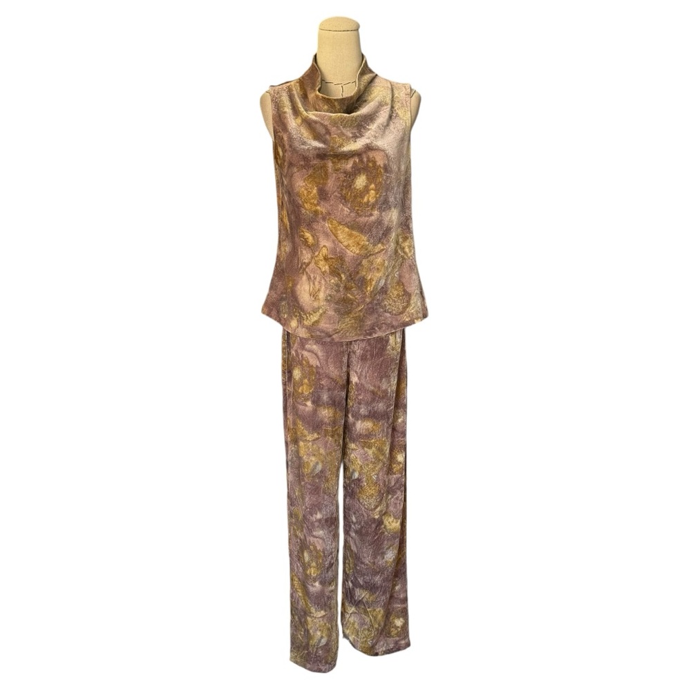Vintage 90s Kenzo Velvet Cowl Neck Top and Low Rise Pants Matching Set